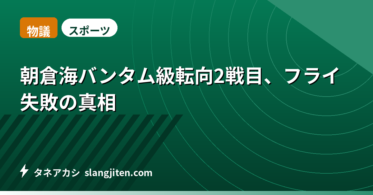 【物議】朝倉海バンタム級転向2戦目、フライ失敗の真相