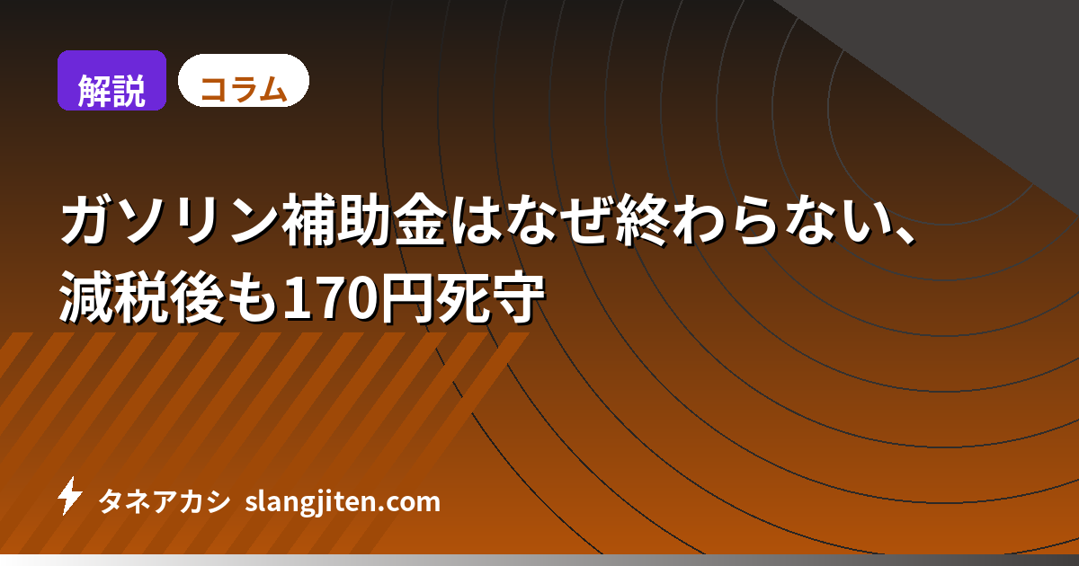 【解説】ガソリン補助金はなぜ終わらない、減税後も170円死守