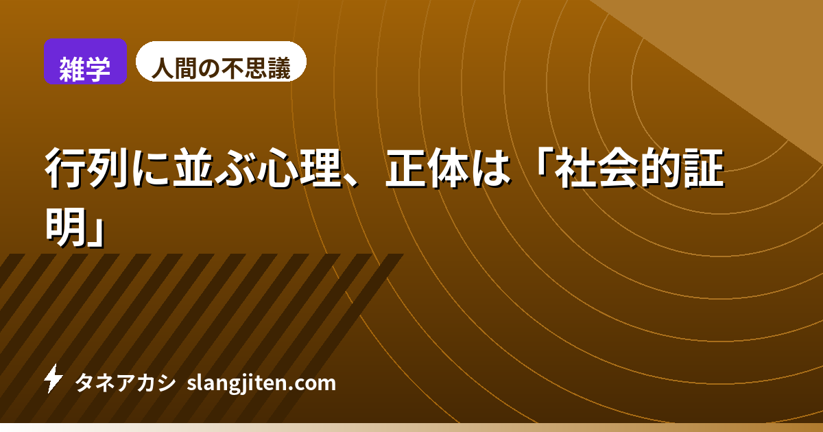 【雑学】行列に並ぶ心理、正体は「社会的証明」