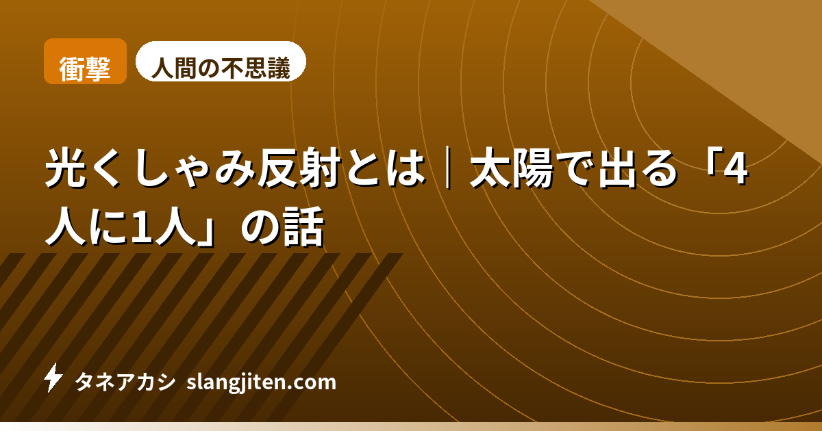 【衝撃】光くしゃみ反射とは｜太陽で出る「4人に1人」の話