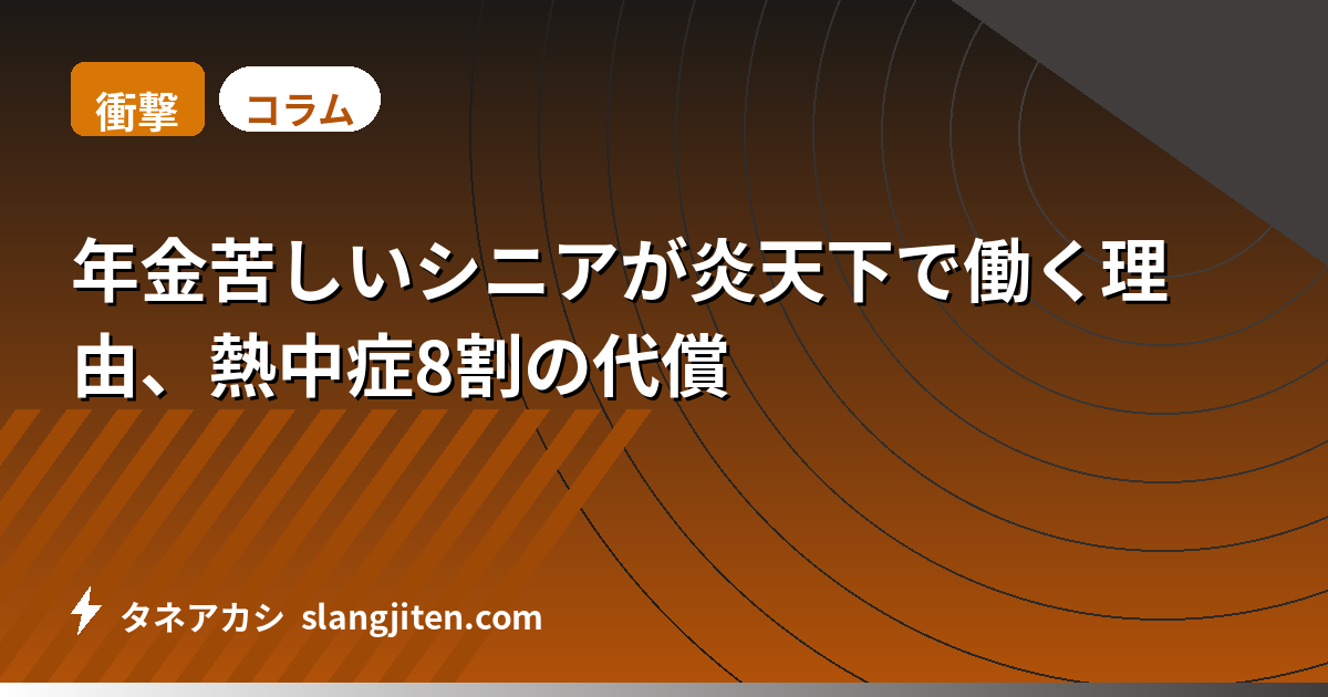 【衝撃】年金苦しいシニアが炎天下で働く理由、熱中症8割の代償