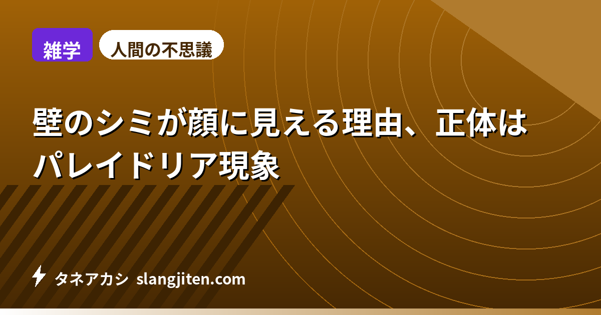 【雑学】壁のシミが顔に見える理由、正体はパレイドリア現象