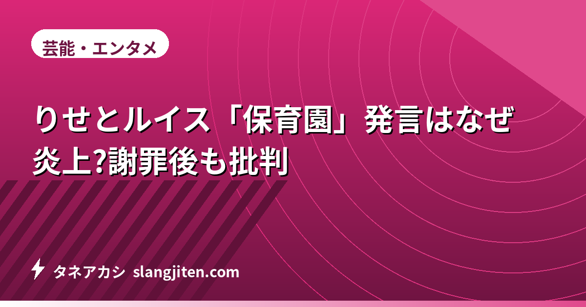 りせとルイス「保育園」発言はなぜ炎上?謝罪後も批判