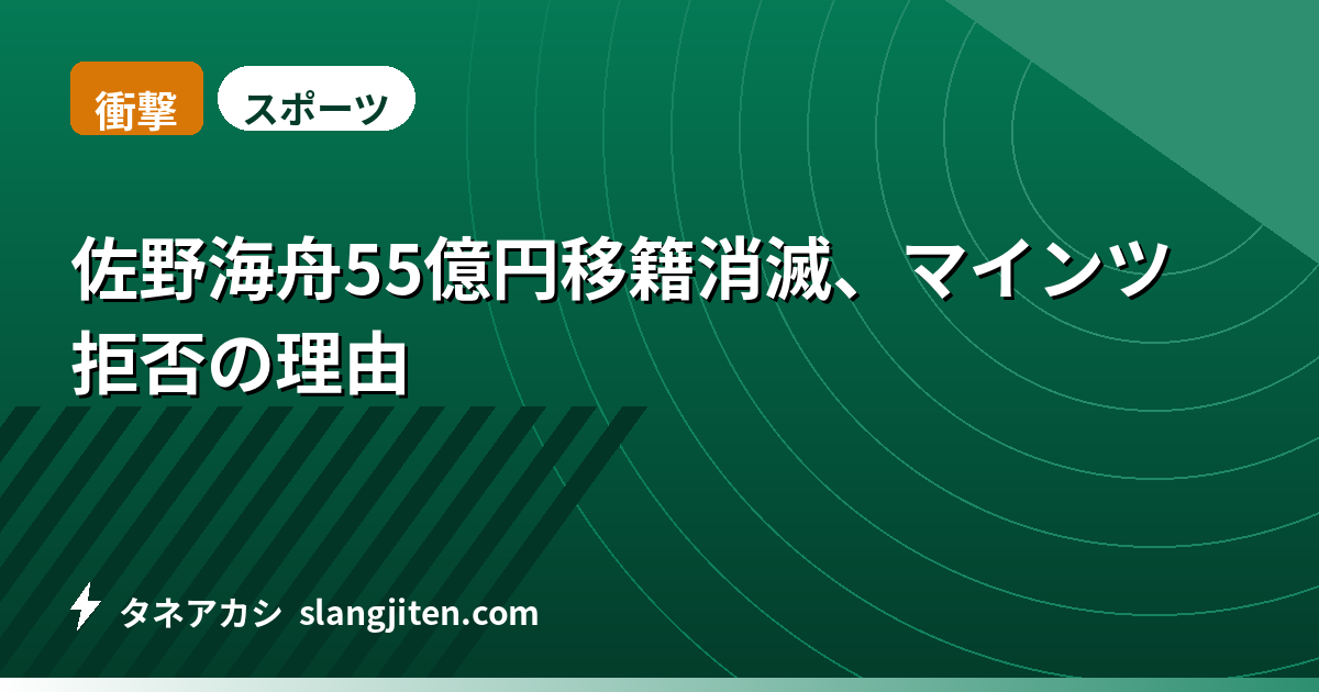 【衝撃】佐野海舟55億円移籍消滅、マインツ拒否の理由