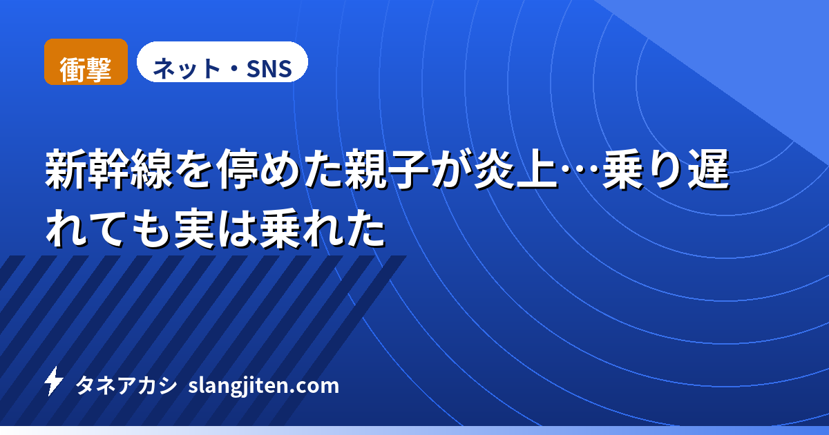 【衝撃】新幹線を停めた親子が炎上…乗り遅れても実は乗れた
