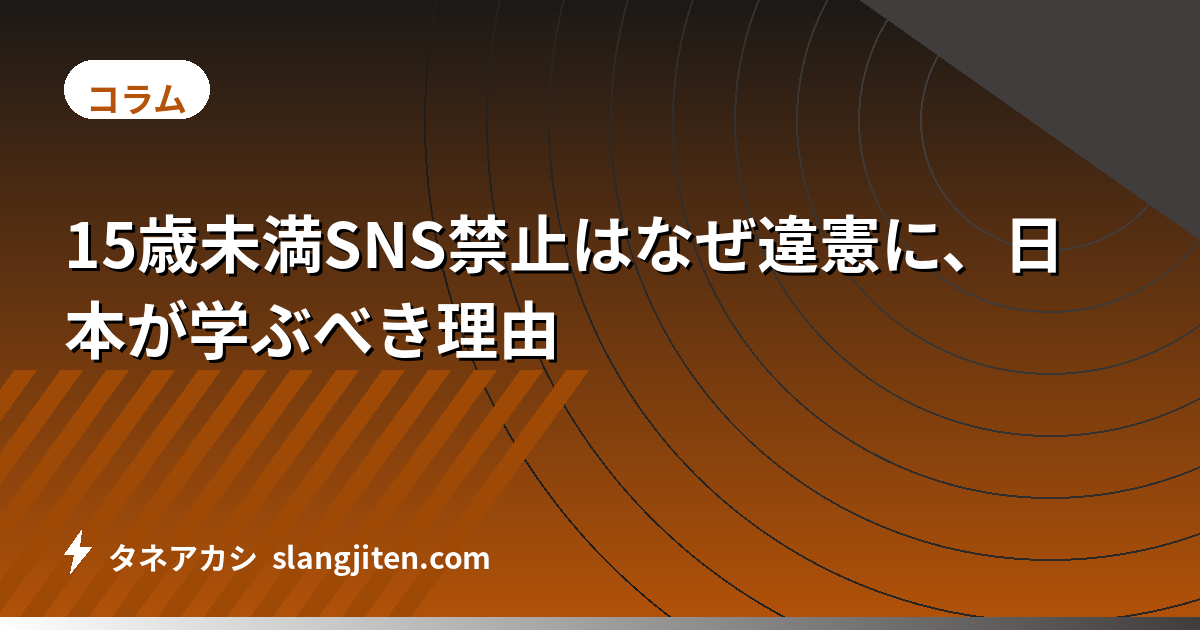 15歳未満SNS禁止はなぜ違憲に、日本が学ぶべき理由