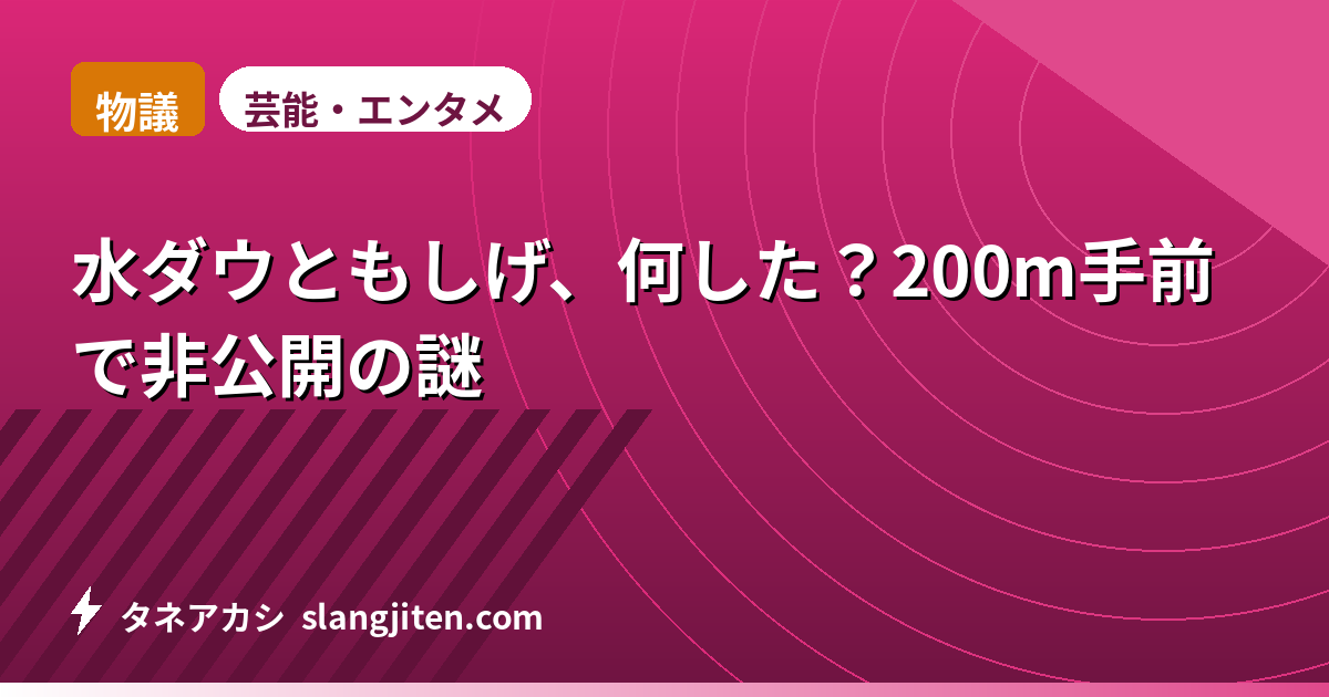 【物議】水ダウともしげ、何した？200m手前で非公開の謎