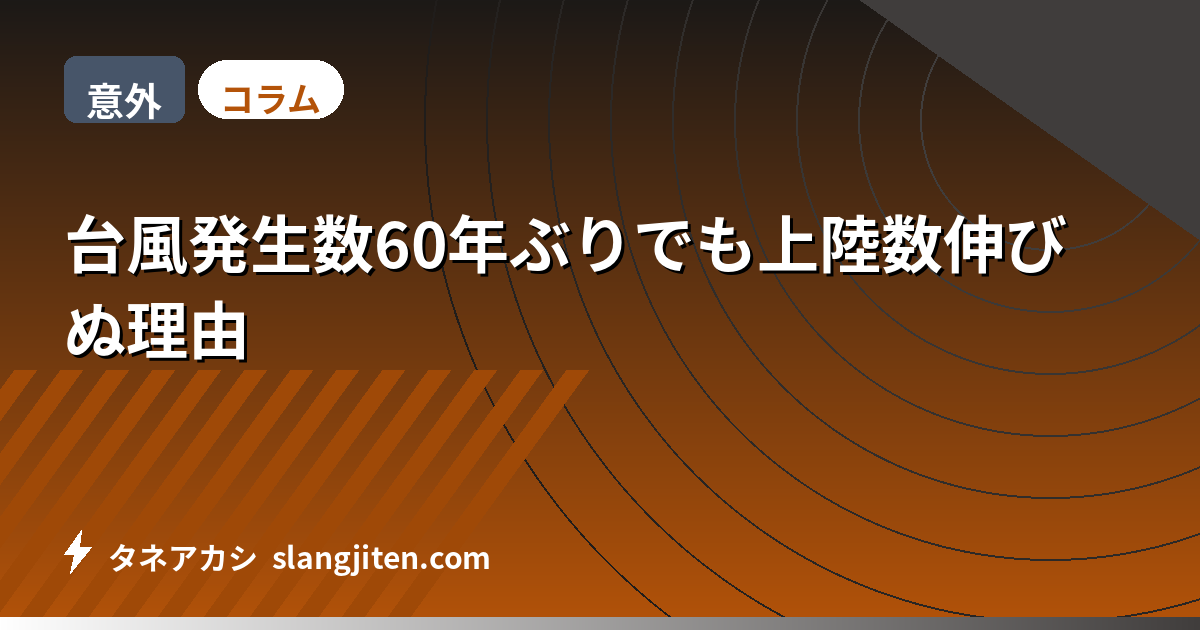 【意外】台風発生数60年ぶりでも上陸数伸びぬ理由